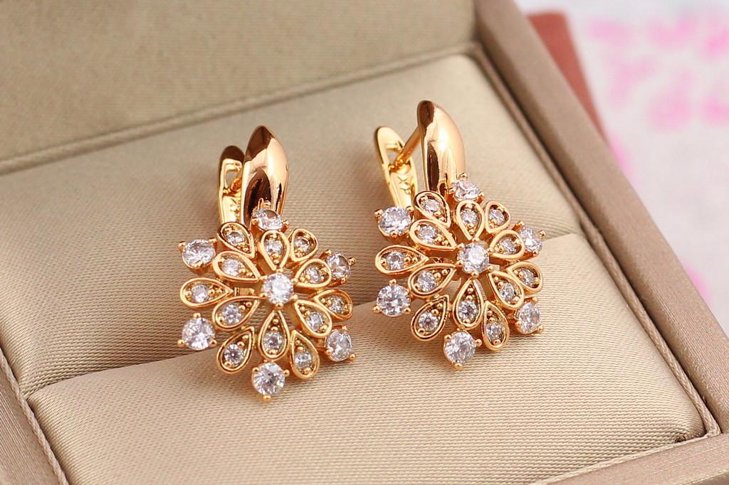Серьги Xuping Jewelry Большая снежинка 2,3 см Золотистый (1646739212)