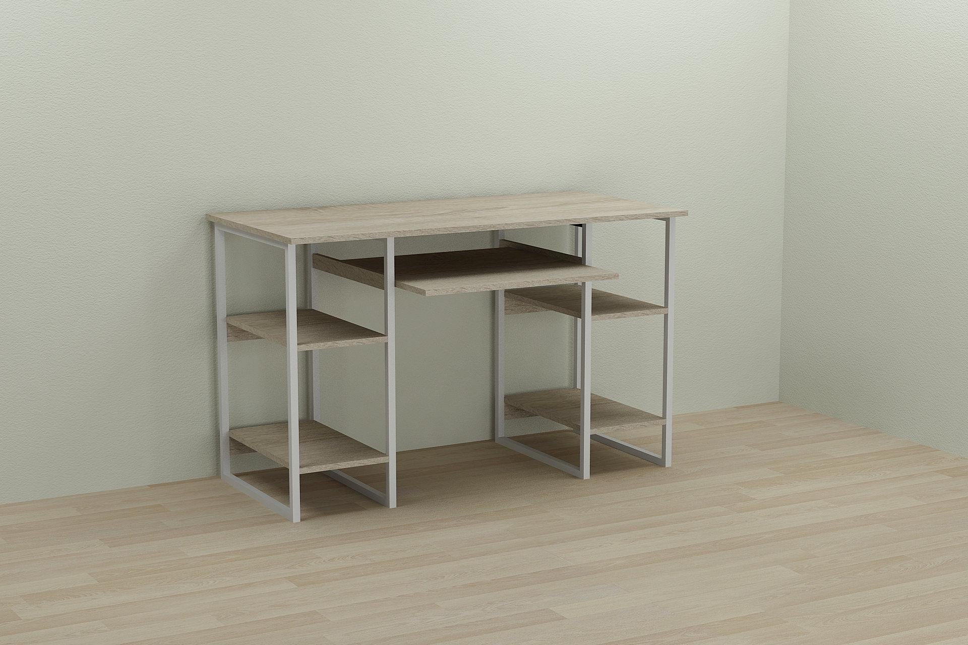 Стол компьютерный Ferrum-decor Тим ДСП 16 мм 75x140x70 см Белый/Дуб Сонома (FRD-101382)