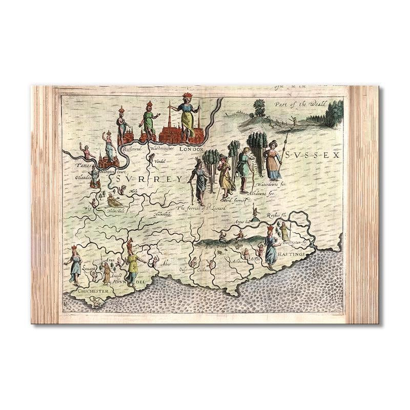 Винтажная карта Карта мира, Англия 1 модуль 50x75 см