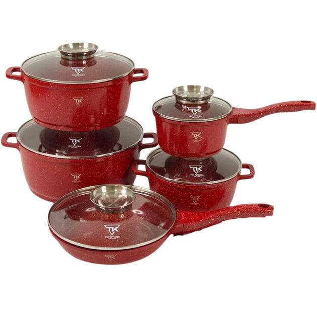 Набір посуду для індукції Top Kitchen TK-00020 з гранітним покриттям 10 предметів Червоний (2480402969) - фото 3 Набір посуду для індукції Top Kitchen TK-00020 з гранітним покриттям 10 предметів Червоний (2480402969) - фото 3