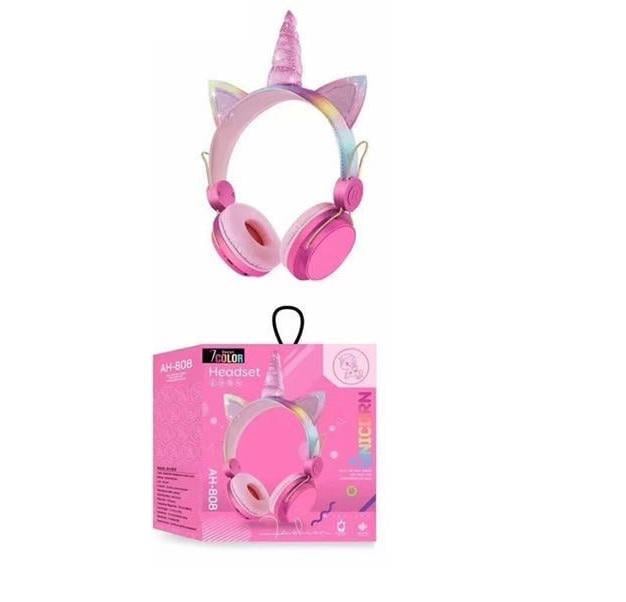 Навушники бездротові з Єдинорогом Headset AH-808 Rose Bluetooth