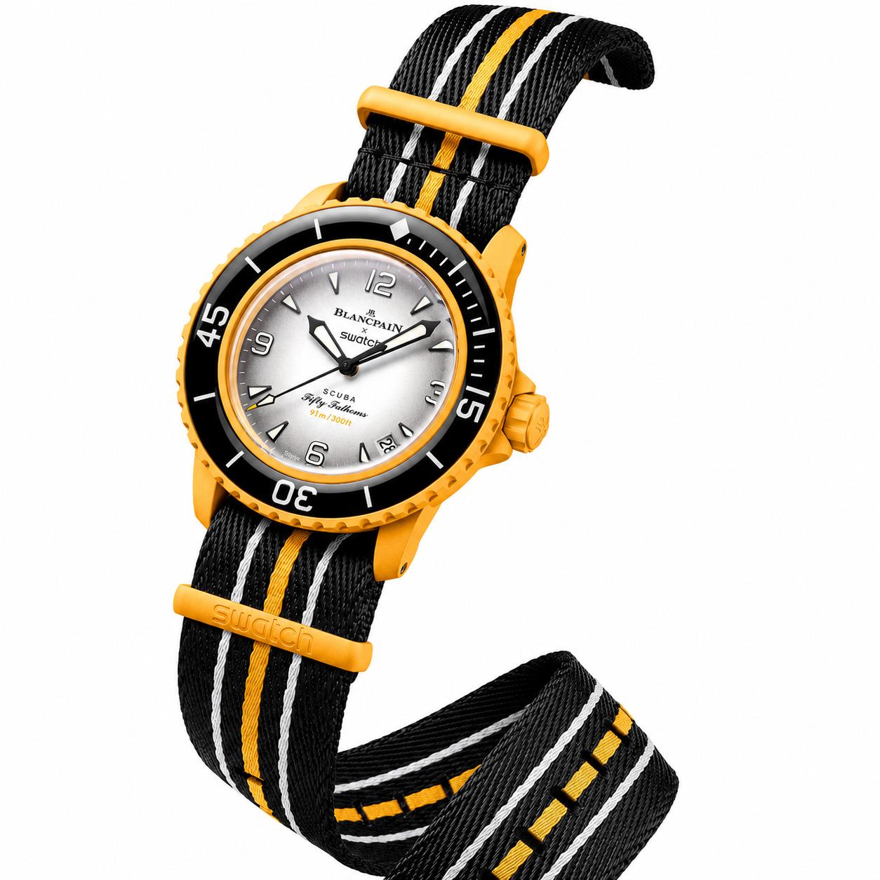 Наручний годинник Blancpain x Swatch Bioceramic Scuba Fifty Fathoms Pacific Ocean SO35P100