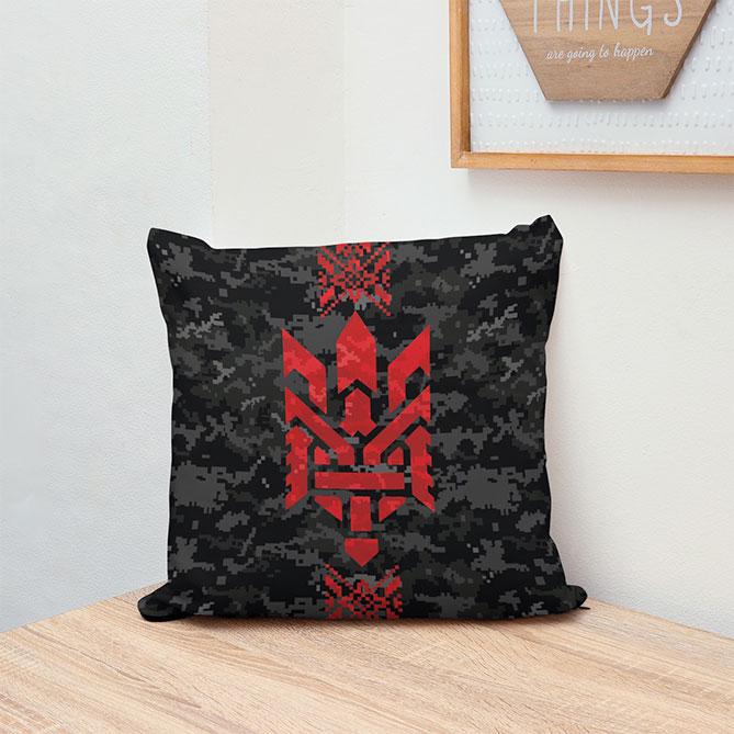 Декоративна подушка PromoZP УПА Піксель плюш одностороння 45х45 см Чорний (111584-2)