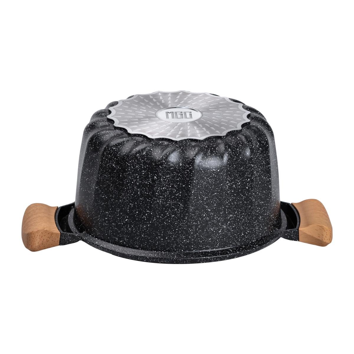 Кастрюля алюминиевая MGC во французском стиле со стеклянной крышкой 5 л Черный - фото 5