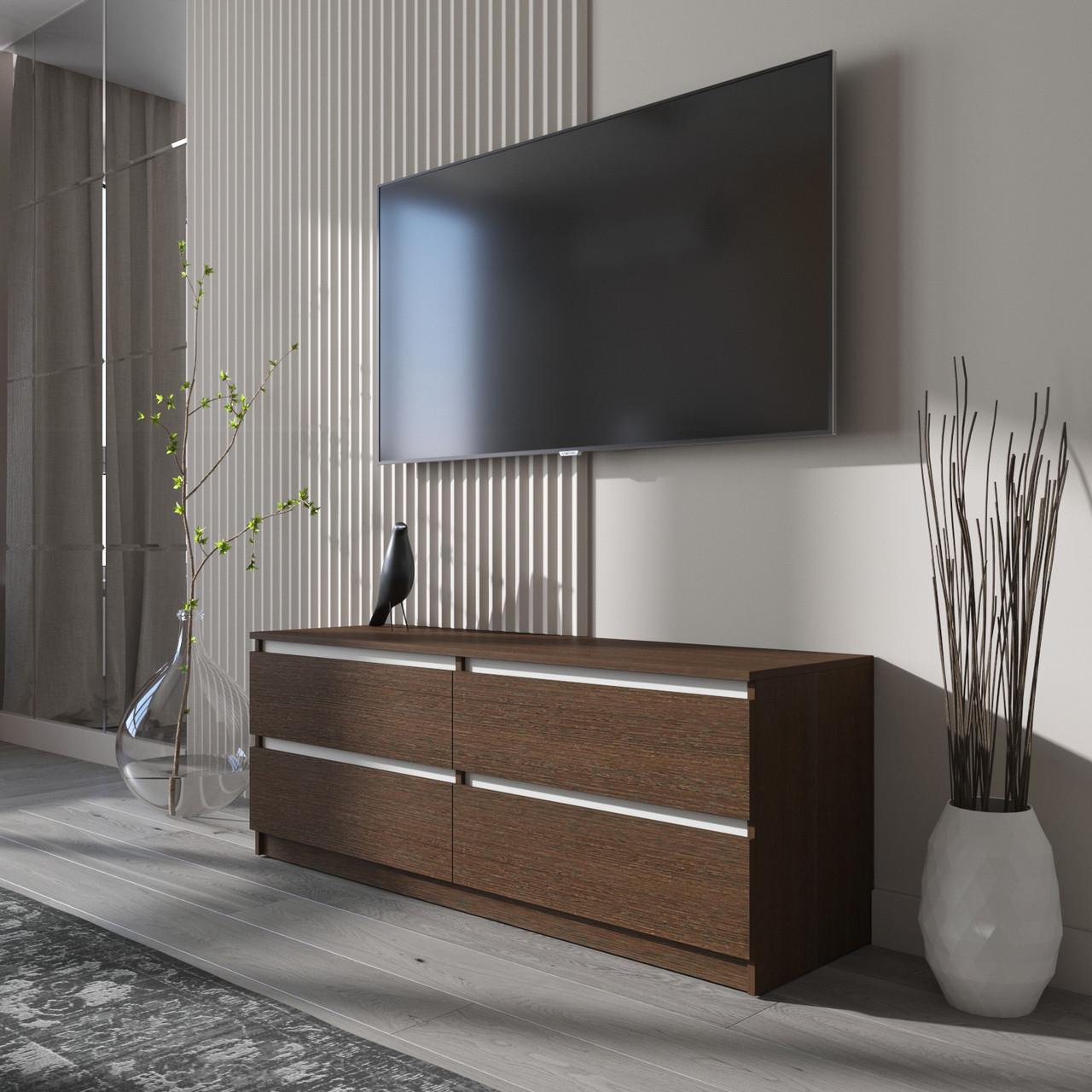 Тумба под телевизор Вайс R-6 1402х400х530 мм Венге Темный/Белые планки (30681867) - фото 1 Тумба под телевизор Вайс R-6 1402х400х530 мм Венге Темный/Белые планки (30681867) - фото 1