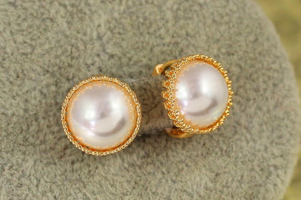 Серьги Xuping Jewelry Жемчужина в ажурном ободке 1,2 см Золотистый (2271320154)