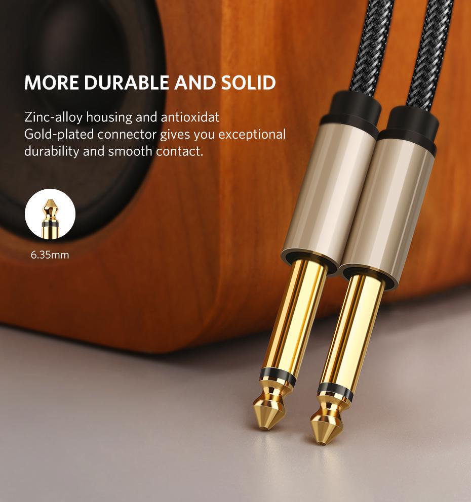 Кабель UGREEN 6.5 мм Jack-6.5 мм Jack HiFi Аудіо 6.35 мм AUX TS нейлонове обплетення 3 м Чорний (10639) - фото 2 Кабель UGREEN 6.5 мм Jack-6.5 мм Jack HiFi Аудіо 6.35 мм AUX TS нейлонове обплетення 3 м Чорний (10639) - фото 2