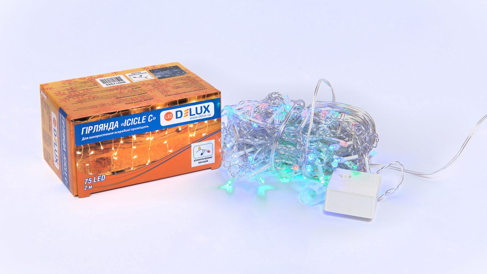 Гирлянда внутренняя Delux Icicle С 75 LED бахрома IP20 2x0,7 м Разноцветный/Прозрачный (90017985)