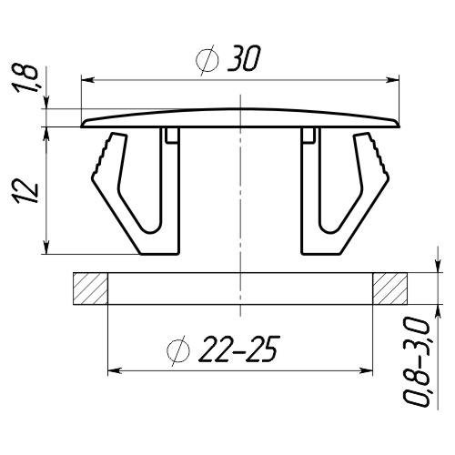 Заглушка Steelfix 22-25 мм универсальная для круглых отверстий Темно-серый (242881) - фото 3