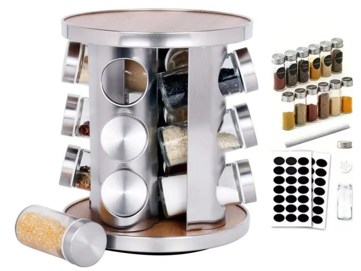Набор баночек для специй Edenberg EB-18001 на подставке из нержавеющей стали 13 пр. (18001) - фото 2