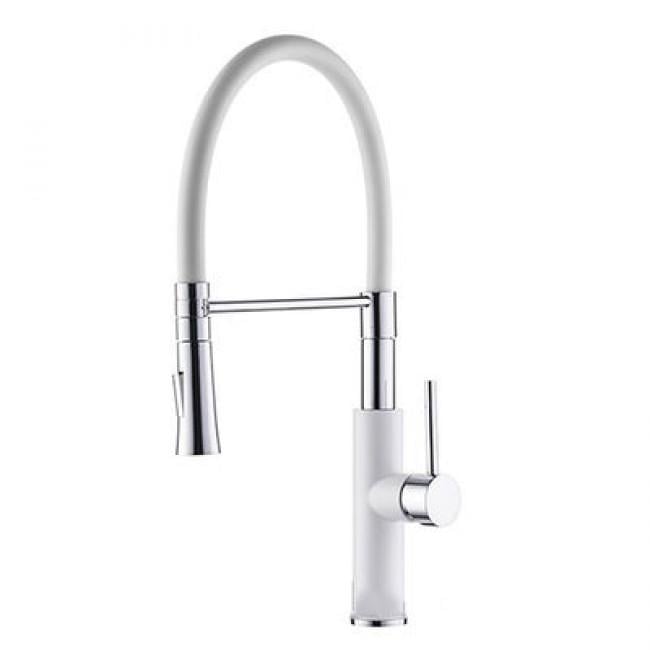 Смеситель Ledeme 4097W-3 латунный корпус с силиконовым изливом Белый (mrg4097-9)