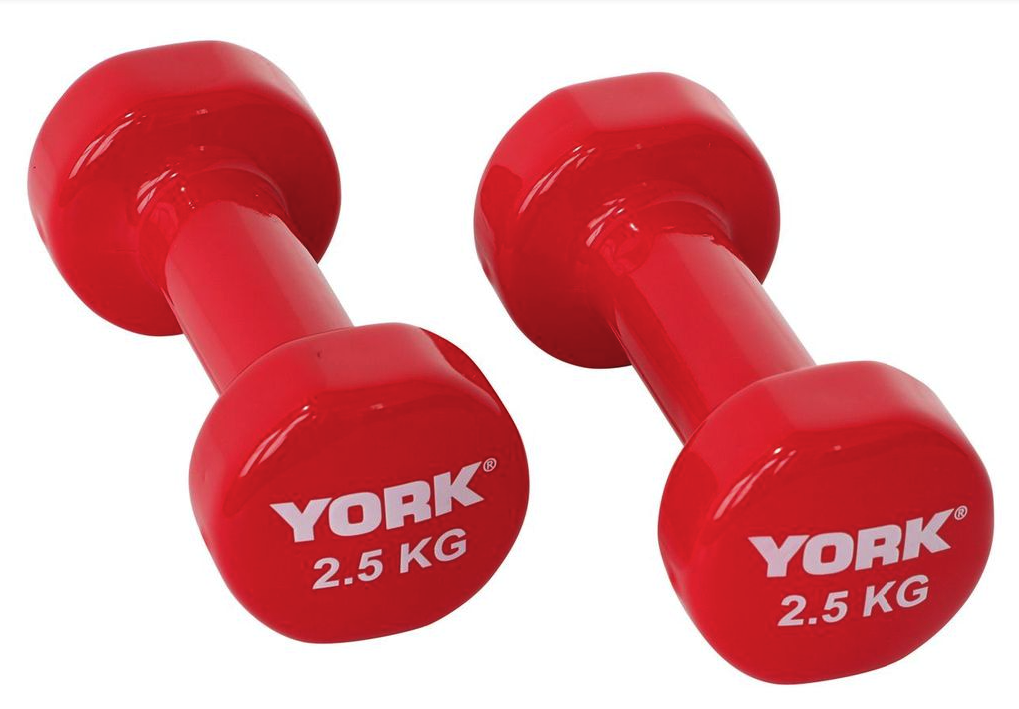 Гантели для фитнеса виниловые круглые York Fitness 2х2,5 кг Красный (5047)