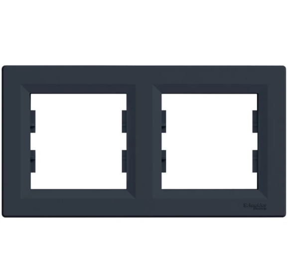 Рамка подвійна горизонтальна Schneider Asfora Антрацит (27675485)