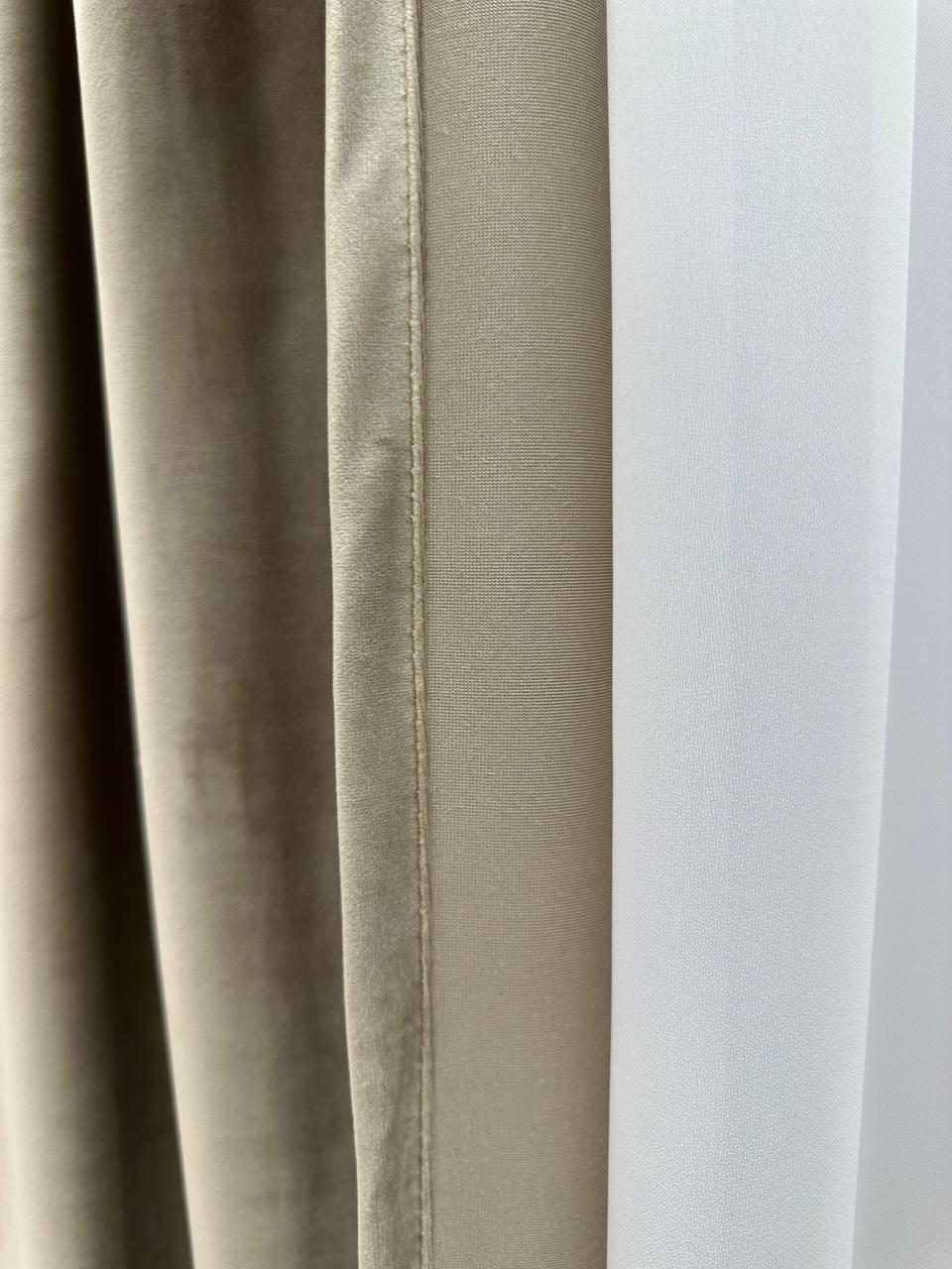 Штора велюрова на тасьмі 6 см 300x260 см Сіро-бежевий (SB-01-14-T43) - фото 9