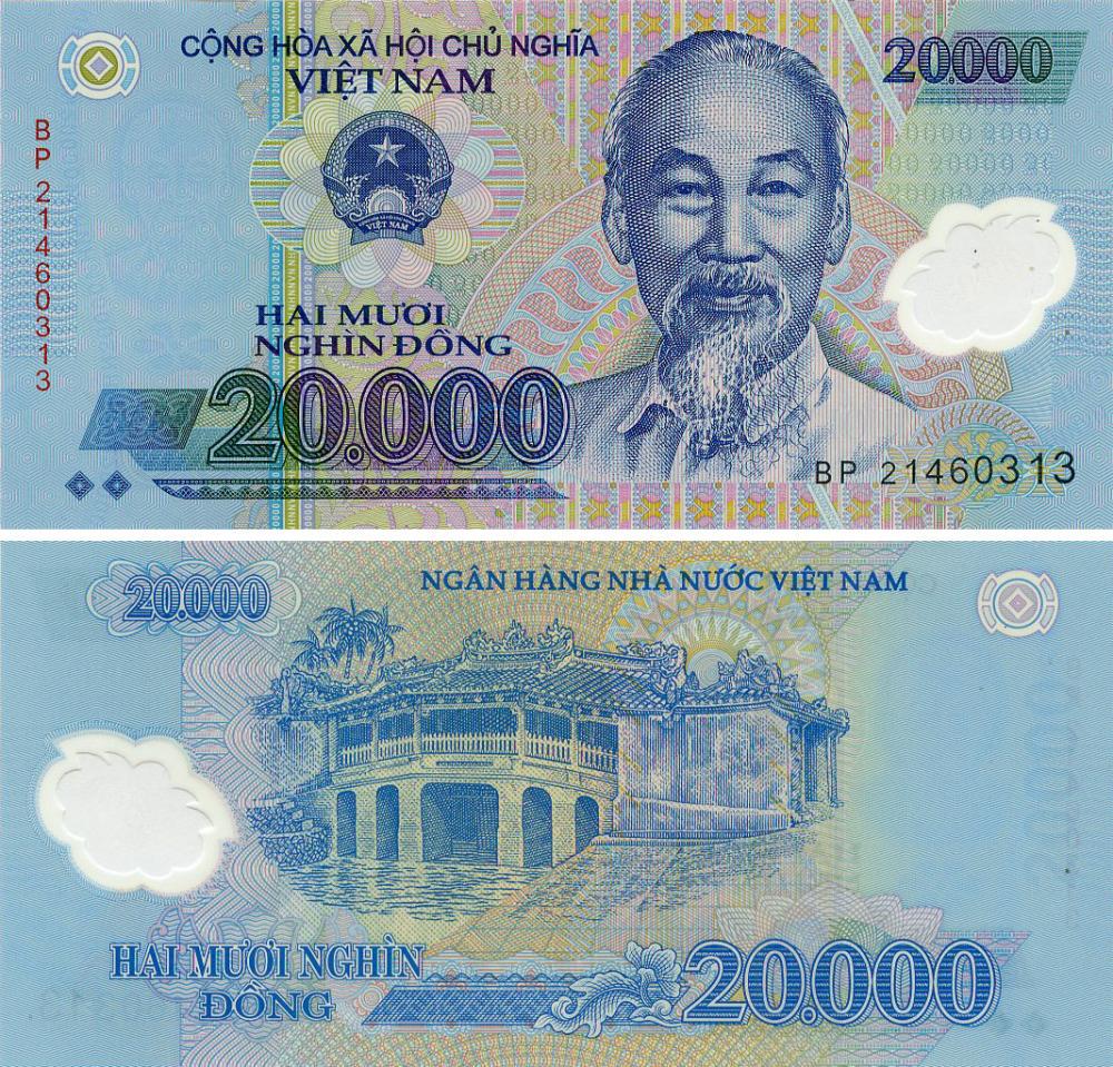 Коллекционная банкнота Вьетнам 20000 донгов 2021 полимер UNC (P120)