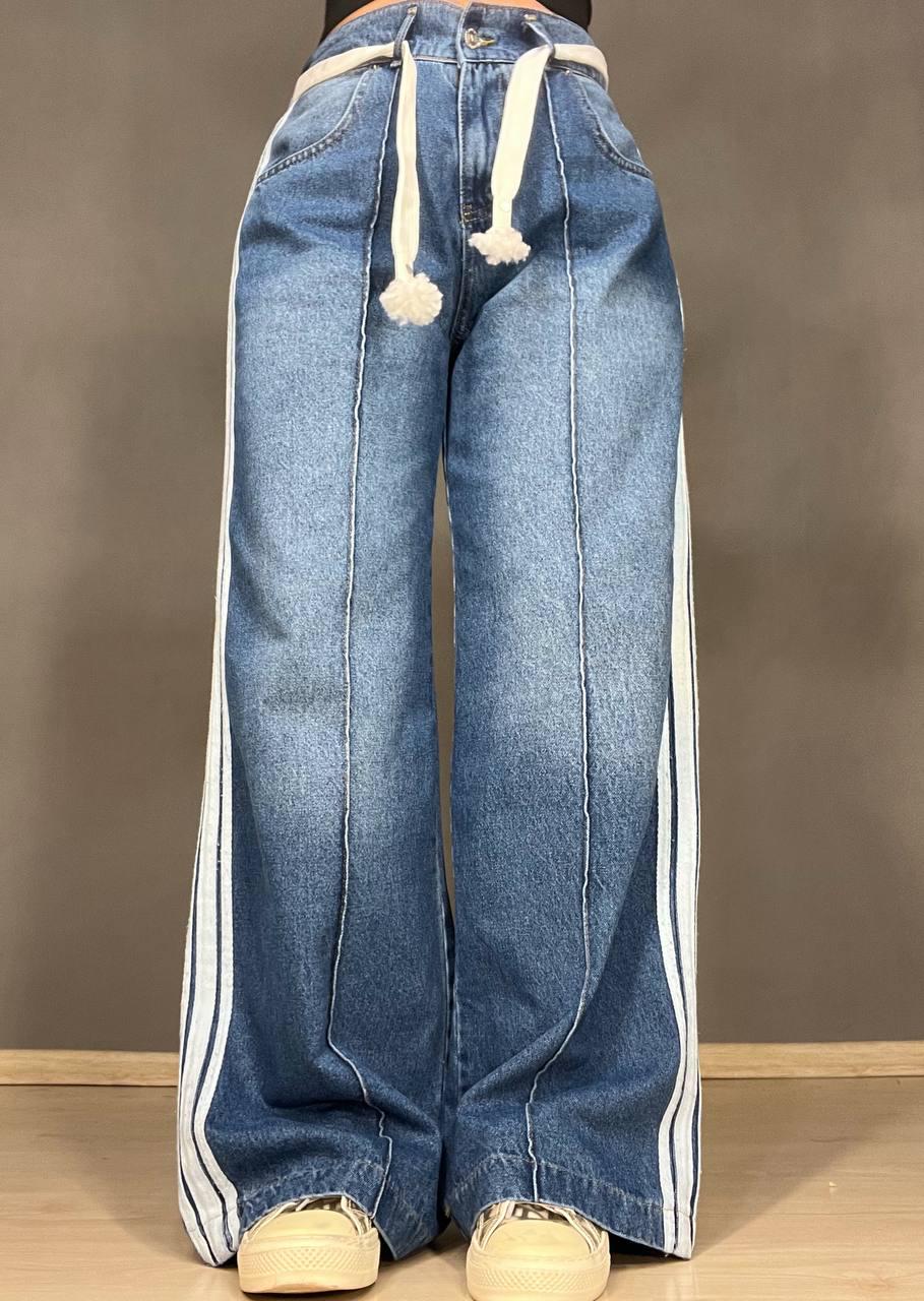 Джинсы женские Vonnavi 413-240 палаццо с лампасами пояс резинка шнурок р. 28 Синий (2568) - фото 8 Джинсы женские Vonnavi 413-240 палаццо с лампасами пояс резинка шнурок р. 28 Синий (2568) - фото 8