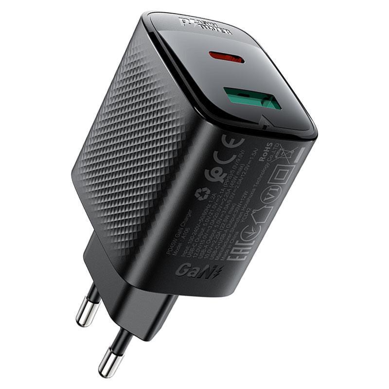 Зарядний пристрій мережевий Acefast A106 GaN PD45W 1USB-A/1C (00000078396_1)