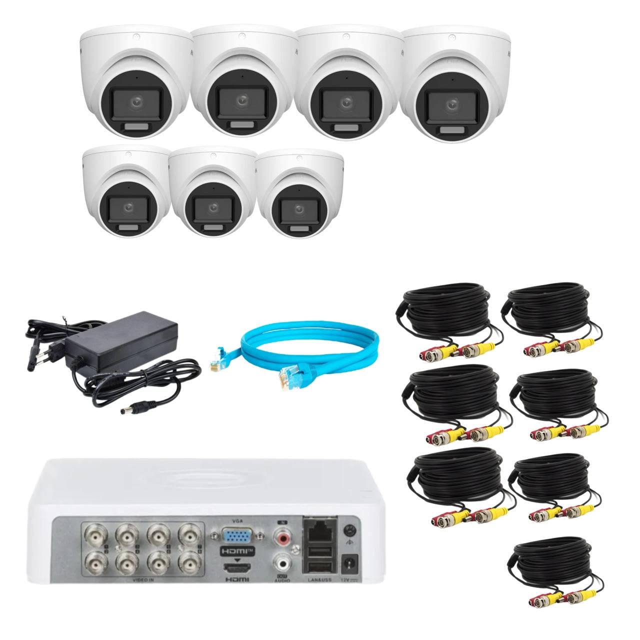 Комплект відеонагляду Hikvision 2Mp-THD-Hybrid-Acusense DS-2CE76D0T-LMFS на 7 камер (24185052)