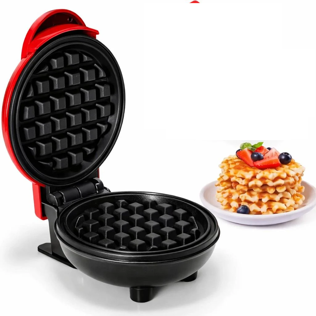 Вафельниця міні Vaffle Maker Mini Чорно-червоний (376336)