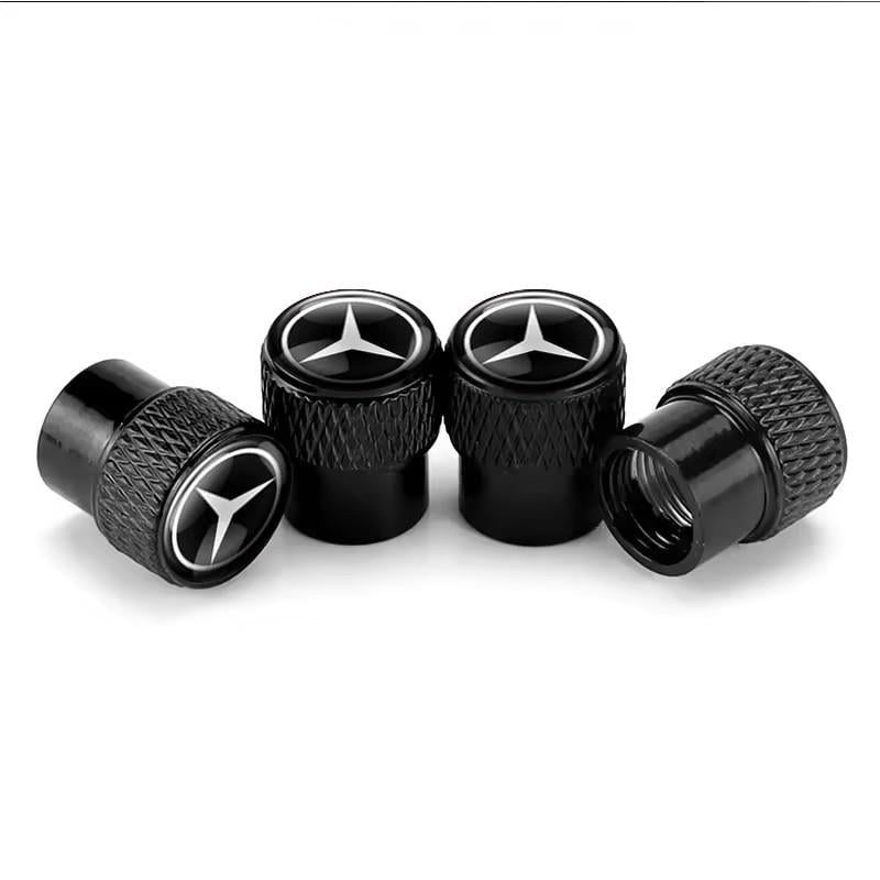 Набор защитных колпачков на ниппель SUNROZ Caps для Mercedes Rif Metal Black Мерседес 4 шт. (A67780)
