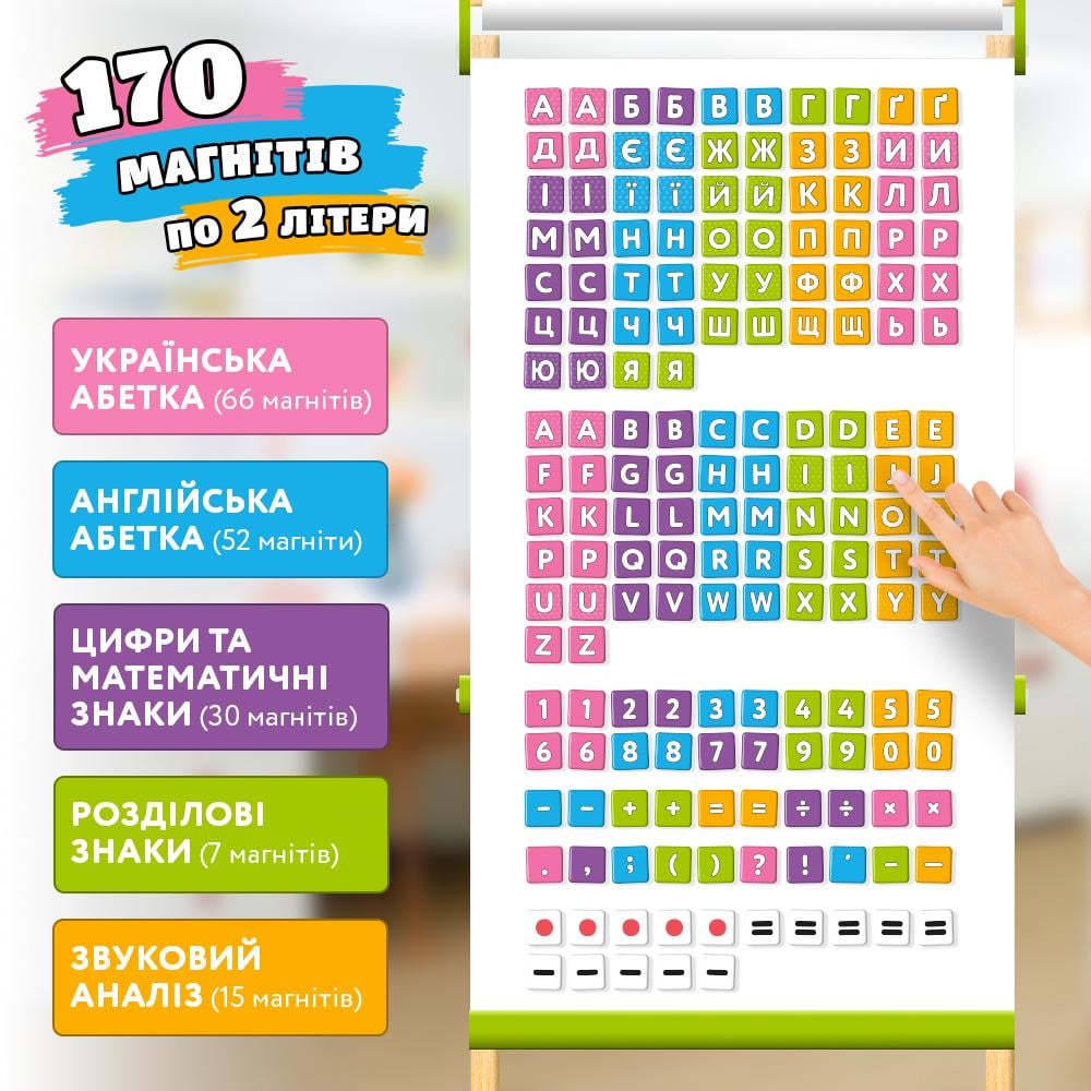 Мольберт детский двусторонний 5в1 с полкой и бумагой для творчества и обучения Lumik - фото 5 Мольберт детский двусторонний 5в1 с полкой и бумагой для творчества и обучения Lumik - фото 5