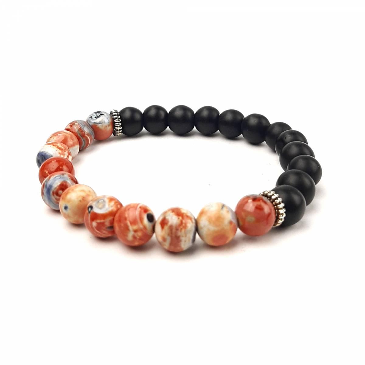 Браслет DARSANA Дуэт из натурального камня шунгит/агат (DRSU005657)