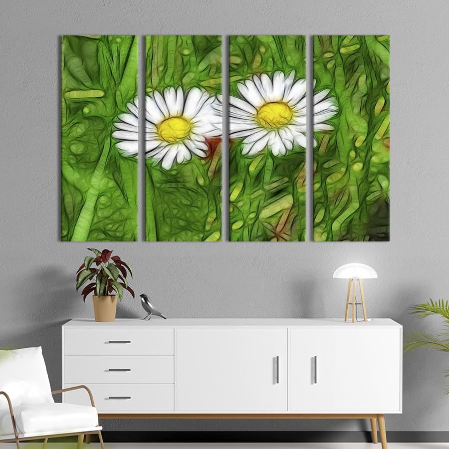 Картина на холсте Две живописные ромашки 89x53 см (893-41) Картина на холсте Две живописные ромашки 89x53 см (893-41)