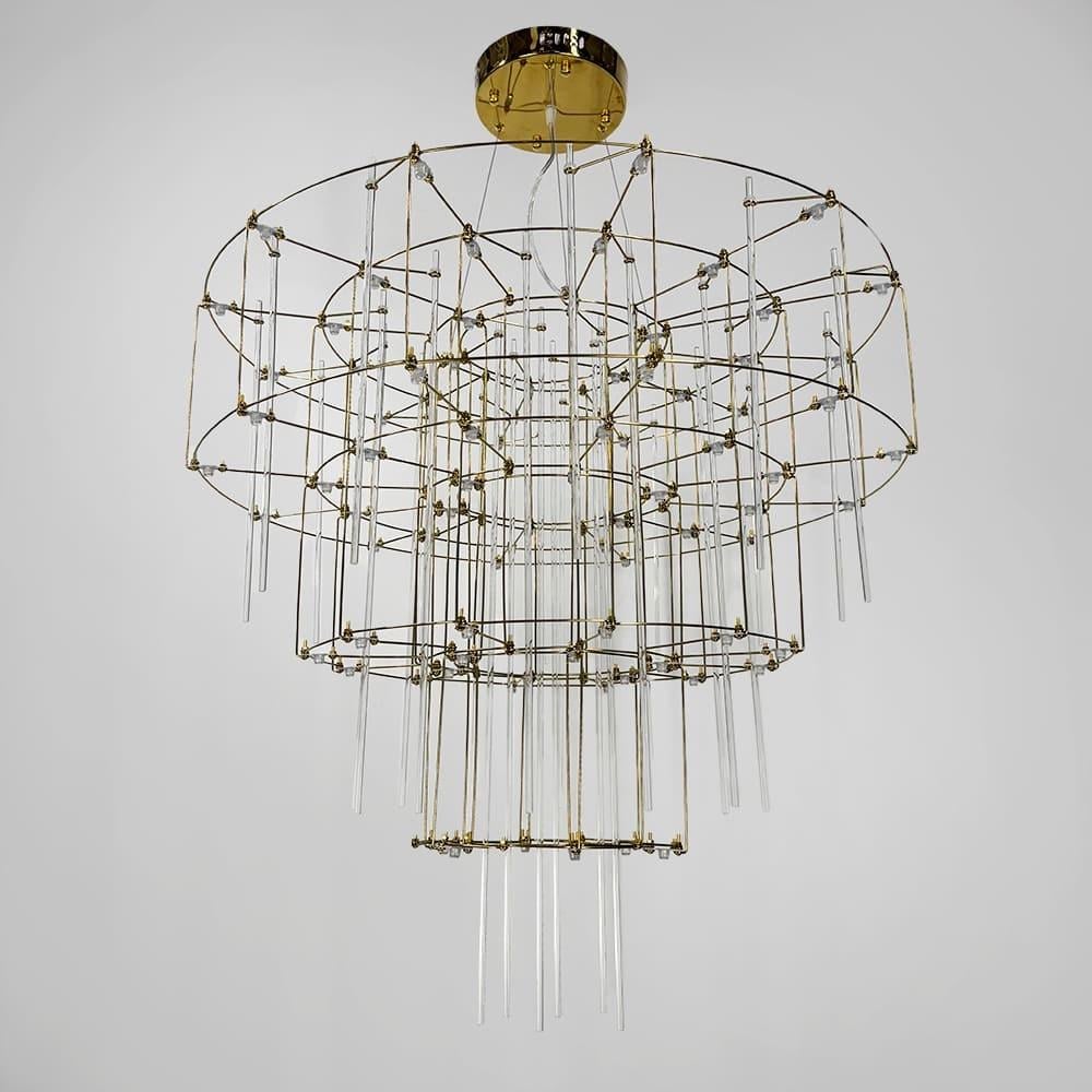 Люстра невесомая трехъярусная Titanium MJ205-800 Ø 80 см Золотой