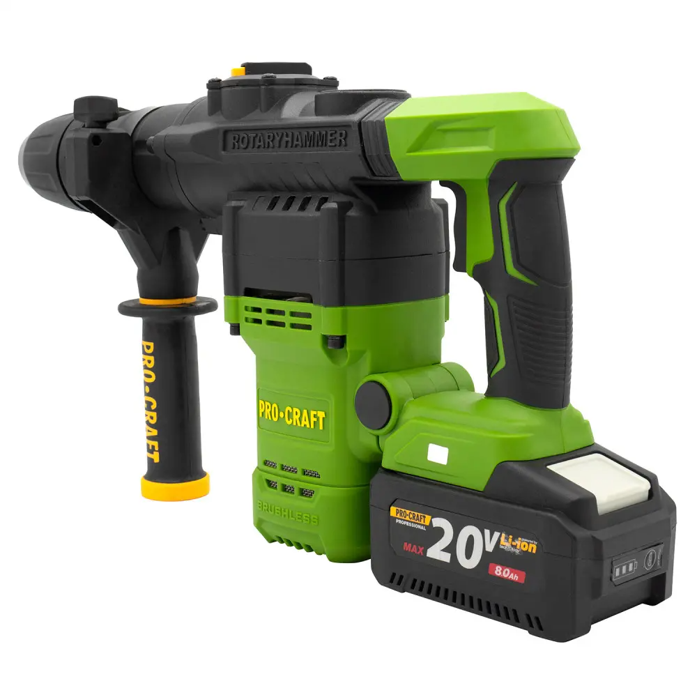 Перфоратор акумуляторний безщітковий ProCraft PHA50 з 1 акумулятором Li-ion і із зарядним пристроєм з кейсом - фото 3 Перфоратор акумуляторний безщітковий ProCraft PHA50 з 1 акумулятором Li-ion і із зарядним пристроєм з кейсом - фото 3