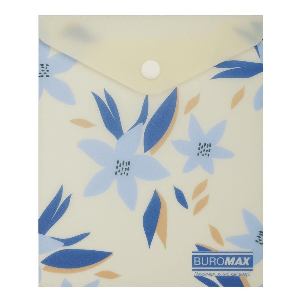 Папка-конверт А6 на кнопке Buromax MYOSOTIS ARABESKI BM.3922-53 матовый полупрозрачный пластик (4823126816562)