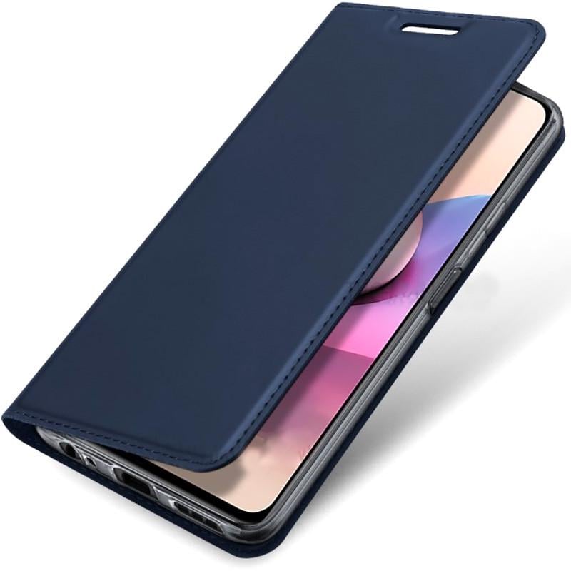 Чехол-книжка Dux Ducis с карманом для визиток для Xiaomi Redmi Note 10/Note 10s Синий (167193) - фото 4