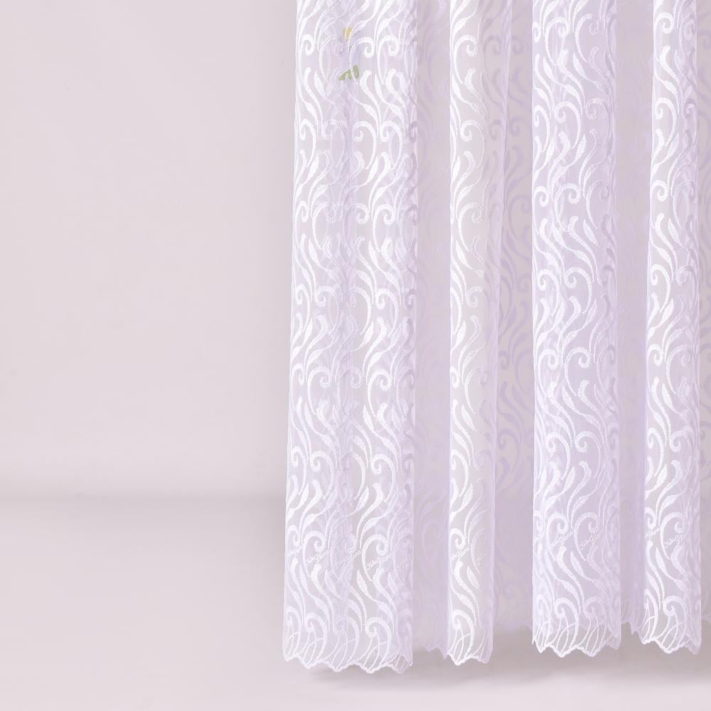 Ткань тюль фатин V-beyaz Завиток с вышивкой (25607)