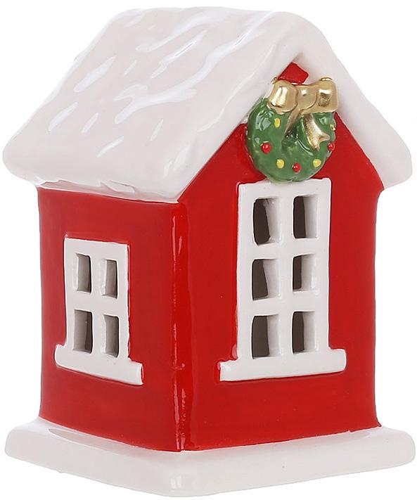 Декор керамічний будиночок з LED-підсвічуванням 11 см Червоний