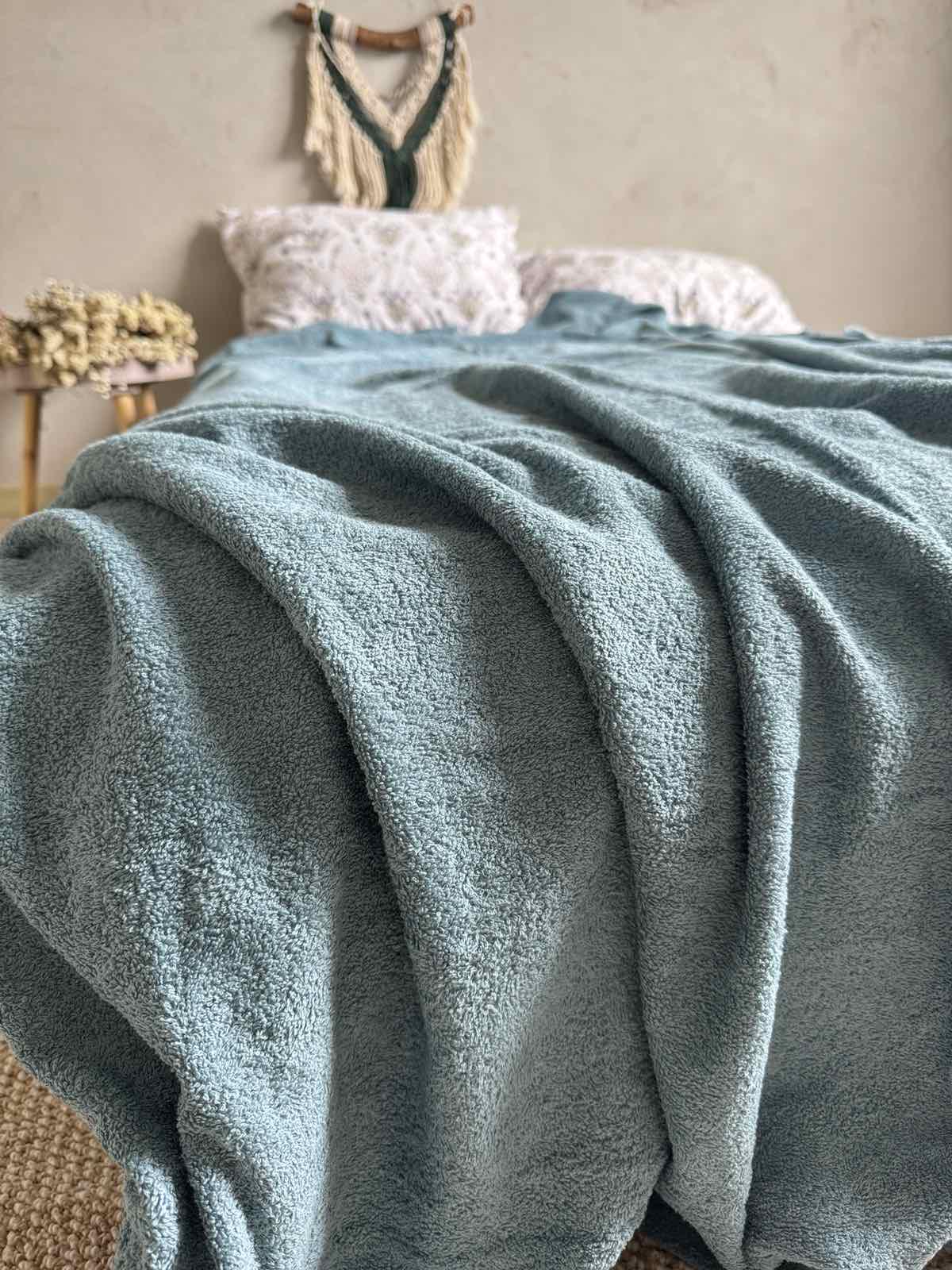 Простынь-покрывало махровое ZEINTEX MADEIRA хлопковое 150х220 см Бирюзовый (26970741) - фото 9