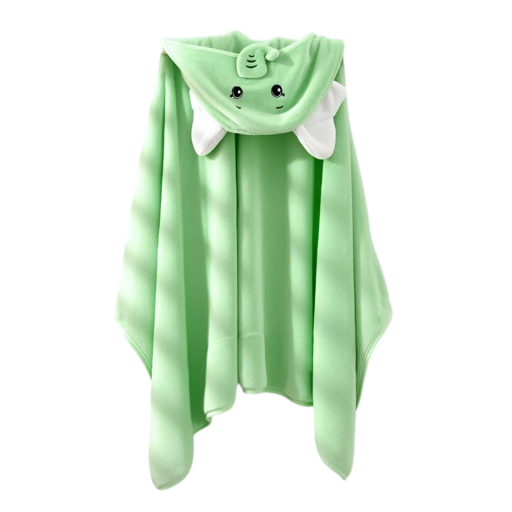 Рушник дитячий з капюшоном Слон Куточок з вушками М'ятний (31707030)