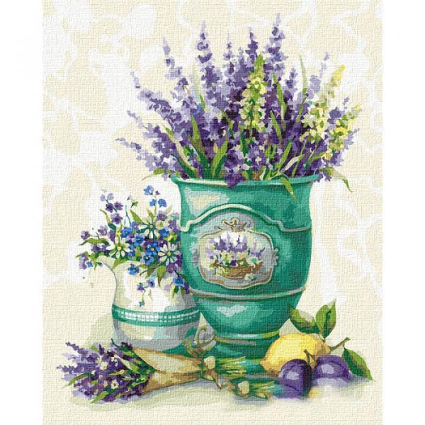 Картина по номерам Идейка Цветы Лаванда в горшке 40х50 см в термопакете (КНО3153-mt)