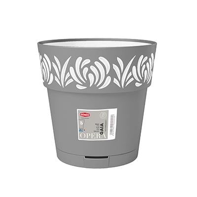 Вазон круглый Stefanplast Opera Gaia 3,2 л 20х19 см Серый/Белый (88401)