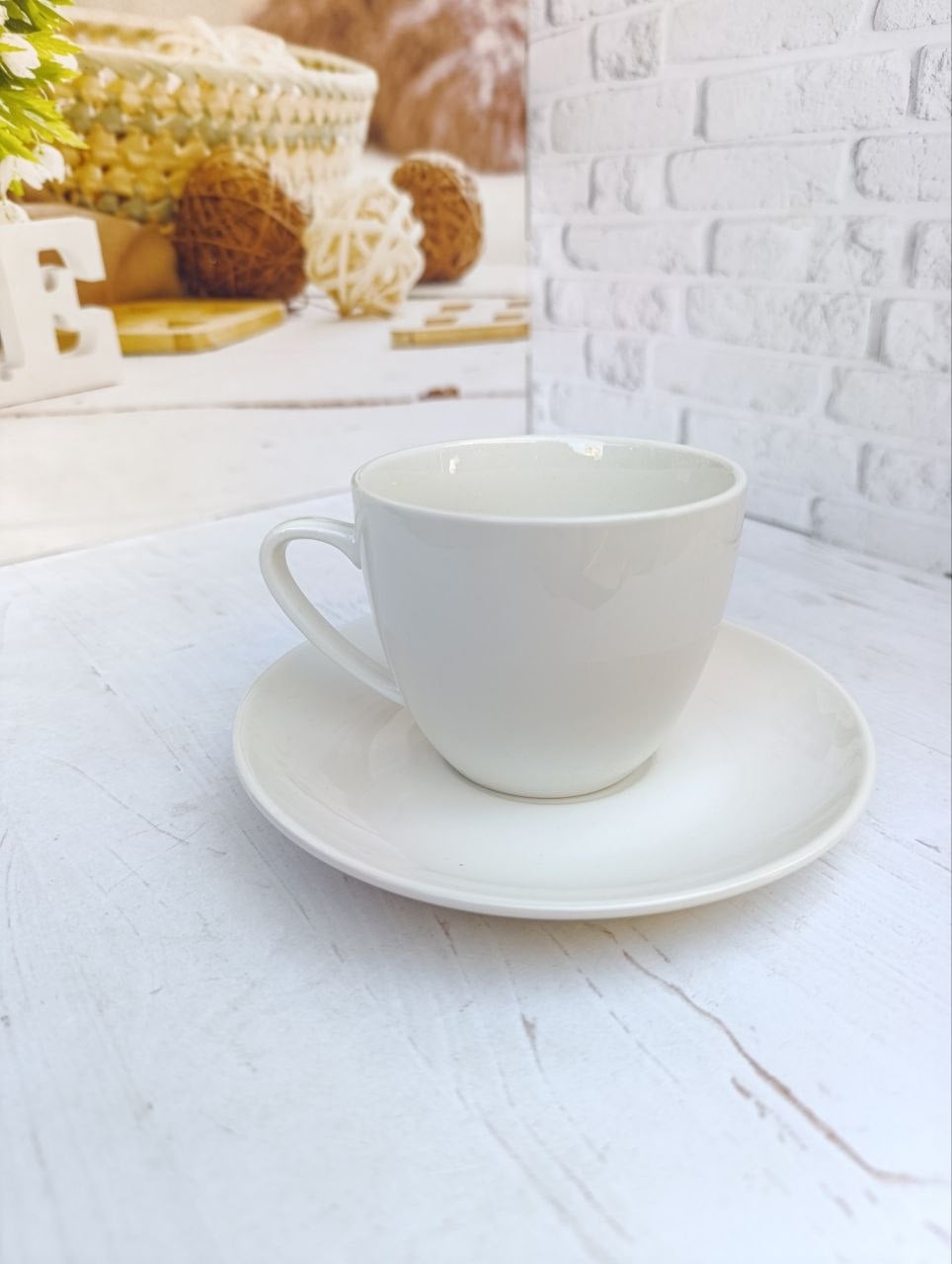 Чашка с блюдцем Stenson Coffee керамическая 230 мл Белый (R34230-3)