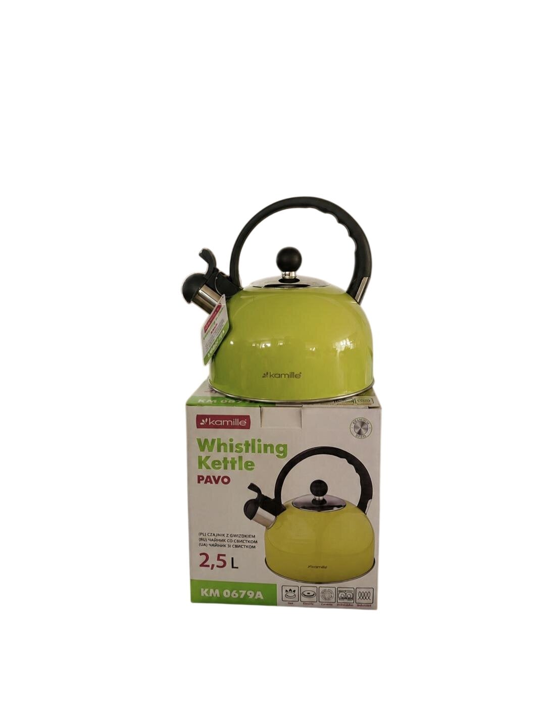 Чайник со свистком Kamille KM-0679A из нержавеющей стали 2,5 л Зеленый (35606146)