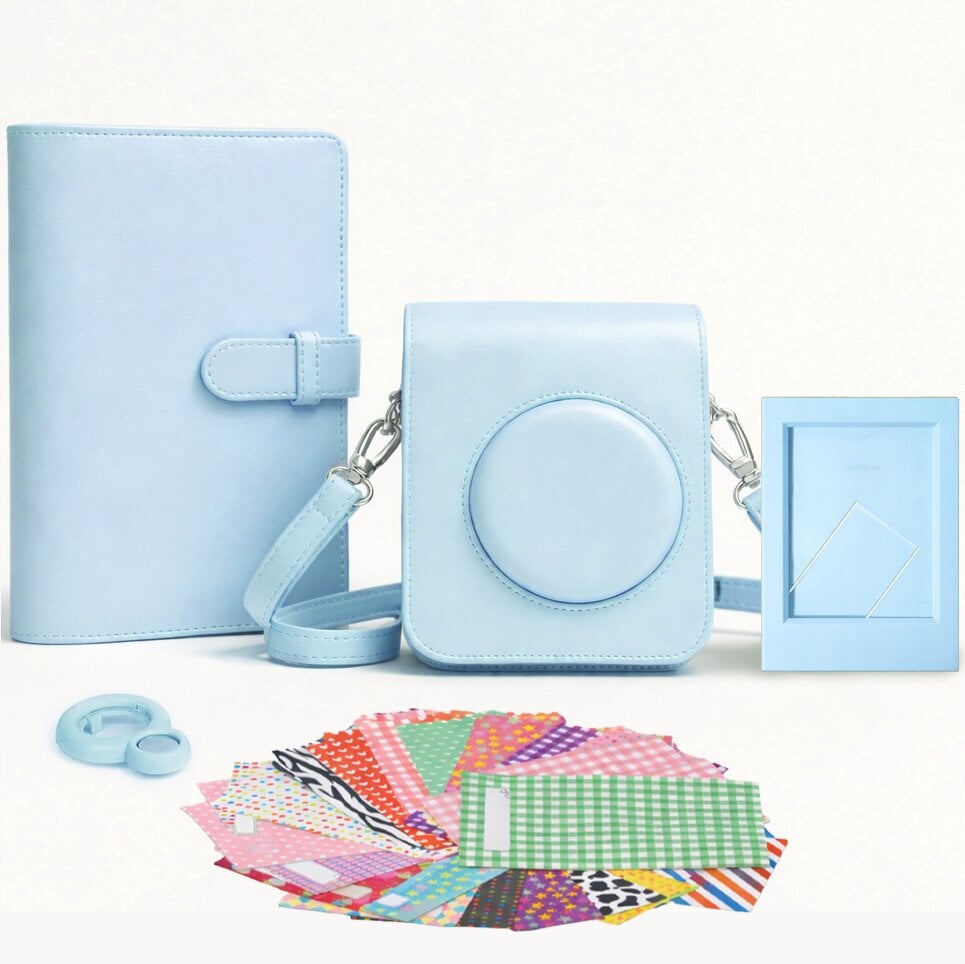 Чехол Fujifilm instax mini 12 с фотоальбомом на 108 фотографий/фоторамкой/наклейками 20 шт. Blue (38517617)