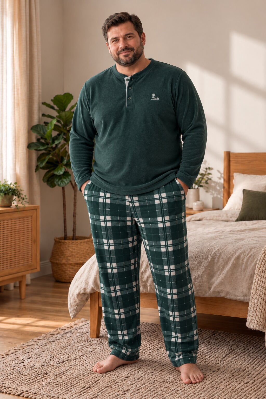 Пижама мужская из флиса полар Big Size 5XL Зеленый (SNC30010)