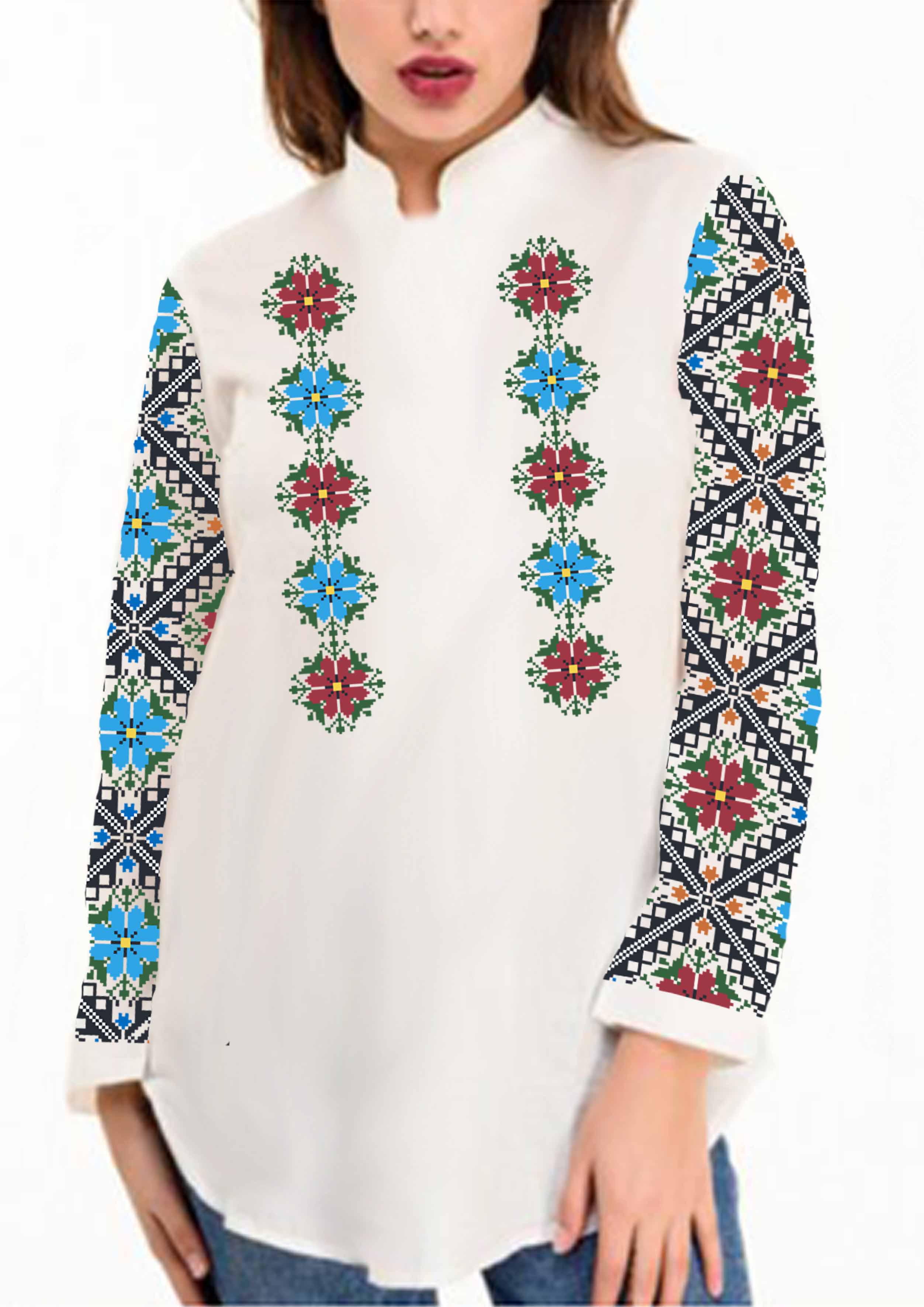 Заготовка для вишивки нитками або бісером сорочка СЖ-94 габардин Заготовка для вишивки нитками або бісером сорочка СЖ-94 габардин