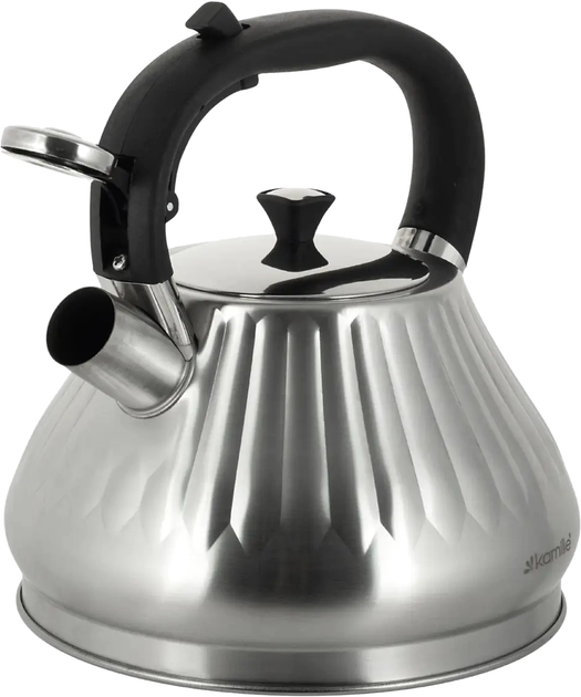 Чайник со свистком и ручкой с покрытием soft touch Kamille KM-0859 из нержавеющей стали 3 л Стальной (150-84-0859)