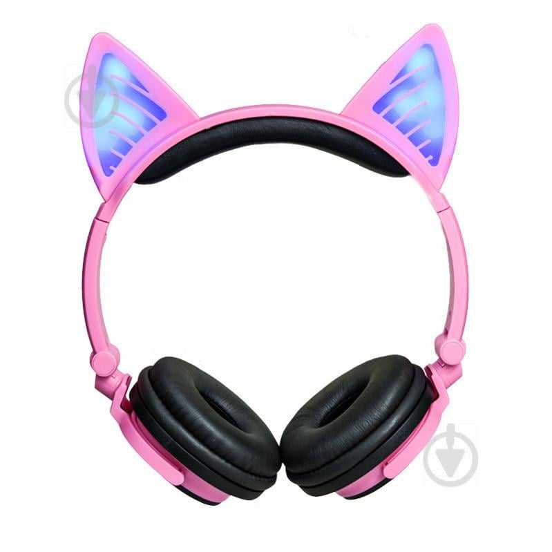 Bluetooth наушники LINX BL108A с кошачьими ушками LED Розовые (SUN0482)