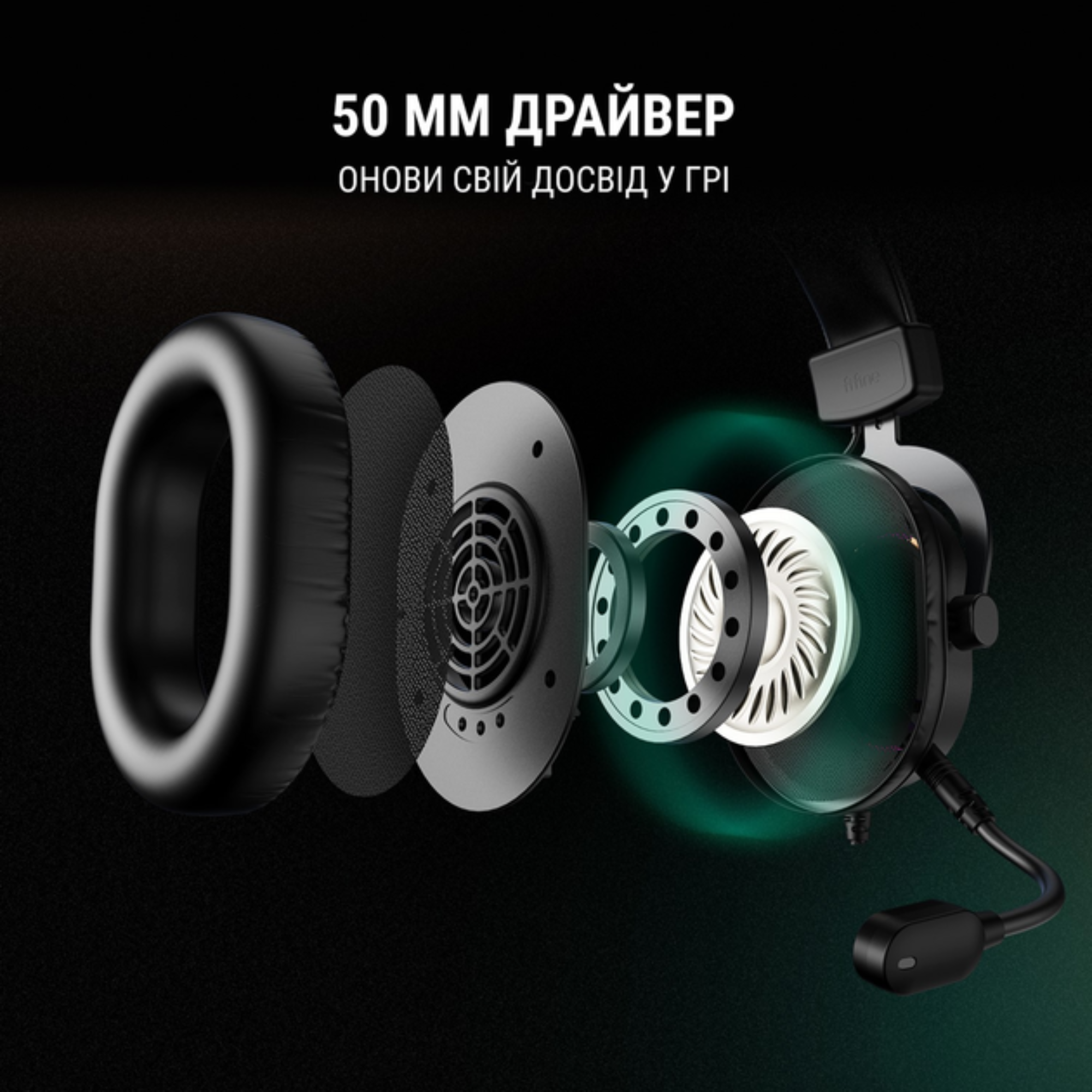 Наушники Fifine H6 с RGB подсветкой и съемным микрофоном Black - фото 6