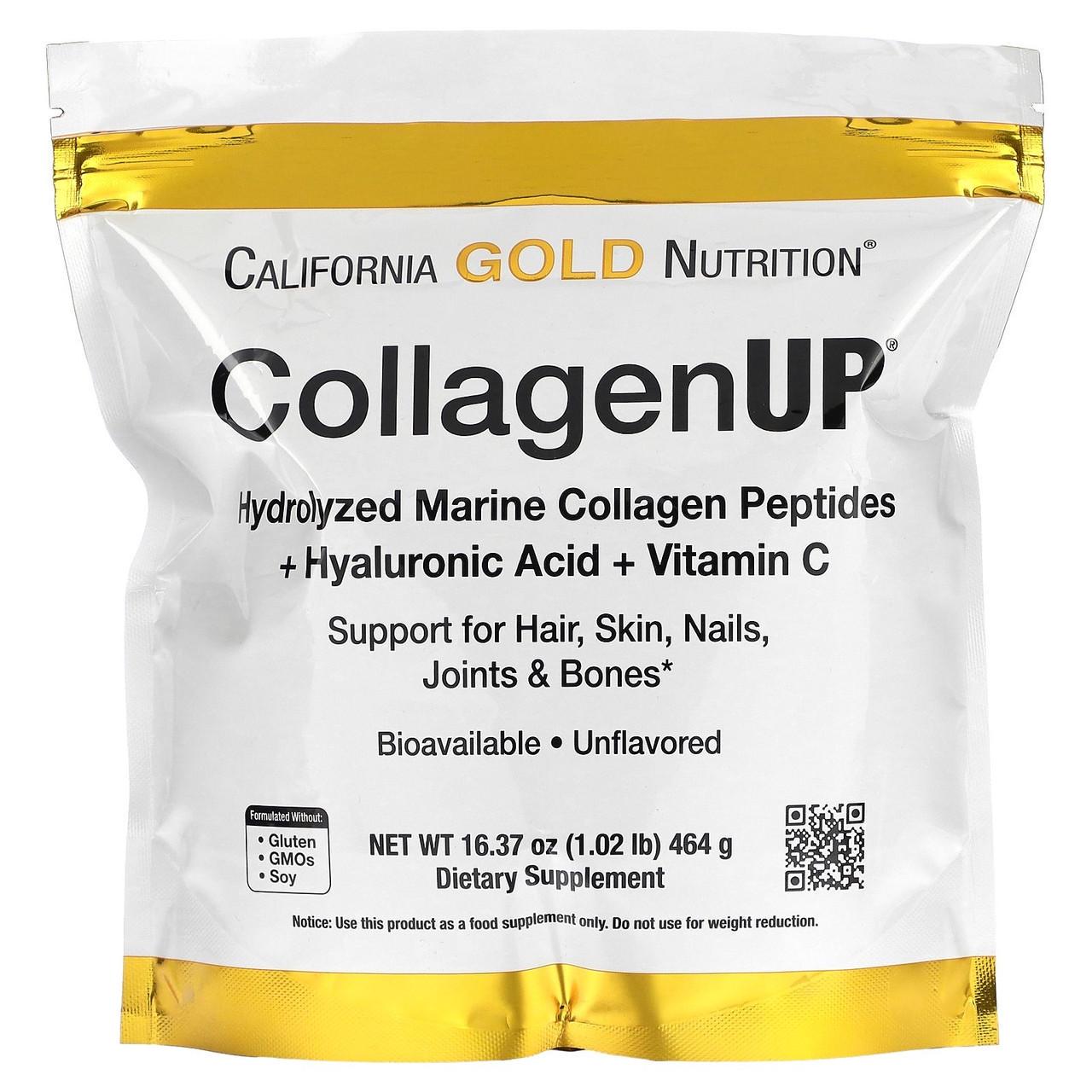 Морской коллаген California Gold Nutrition CollagenUP гиалуроновая кислота и витамин C 464 г (1252252150)