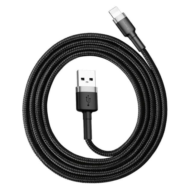 Кабель для заряджання BASEUS Cafule Cable USB to Lightning 1,5 A 2 м Black/Grey (CALKLF-CG1) - фото 4