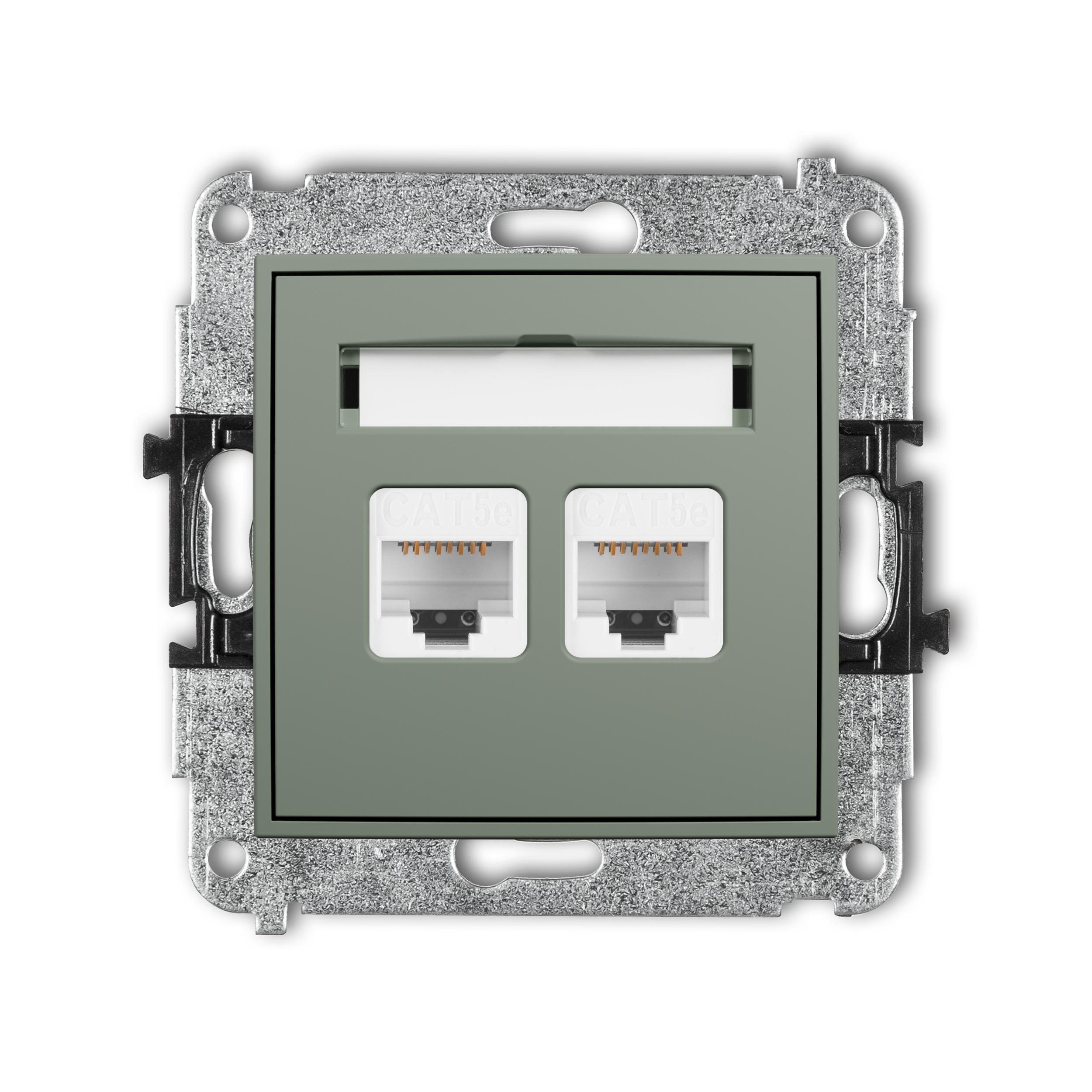 Розетка компьютерная Karlik Mini 2xRJ45 cat 5E Шалфей (61MGK-2)