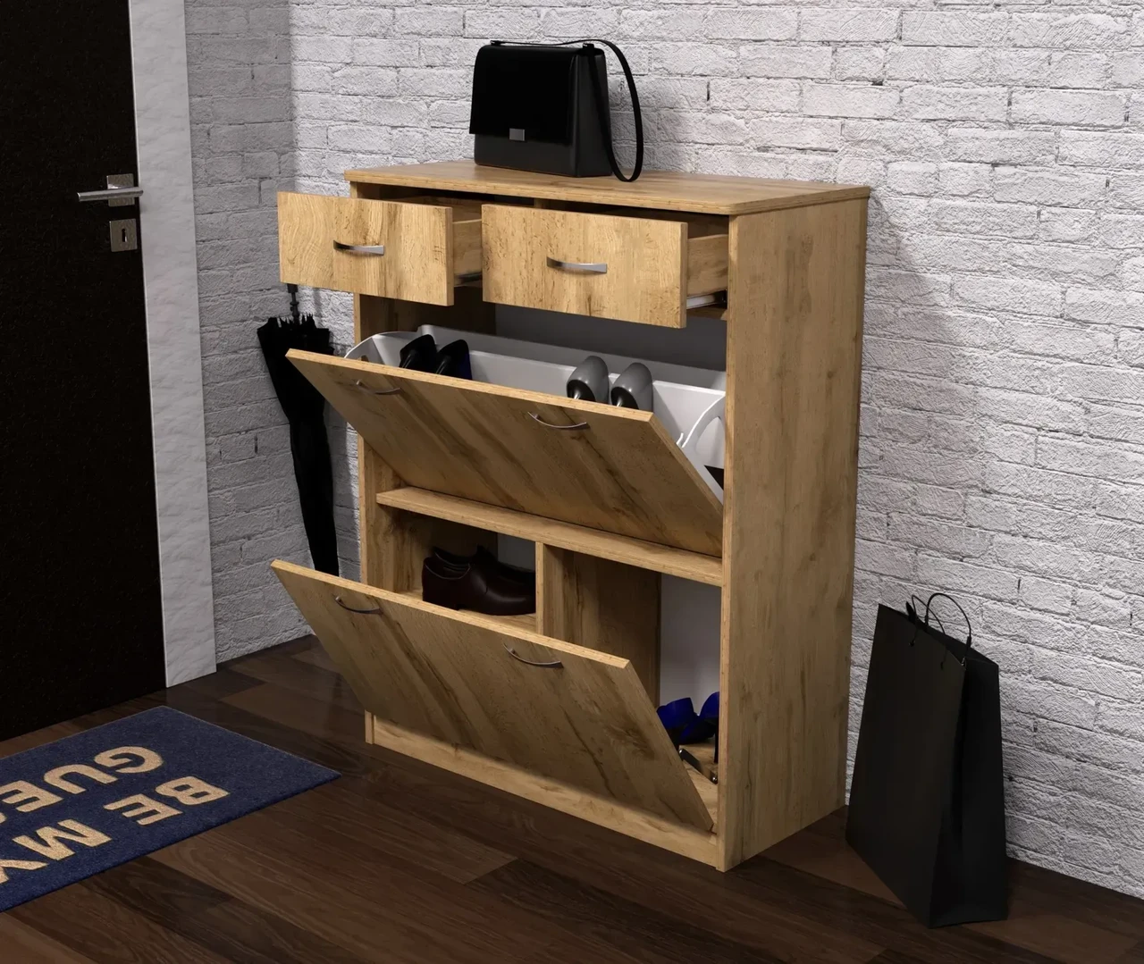 Тумба для взуття Kontinent №4 80х35х101 см Дуб Аппалачі (52402022) - фото 2 Тумба для взуття Kontinent №4 80х35х101 см Дуб Аппалачі (52402022) - фото 2