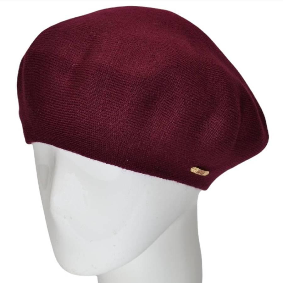 Берет женский Lirus Шанель из шерсти двойной тонкой вязки Бордовый